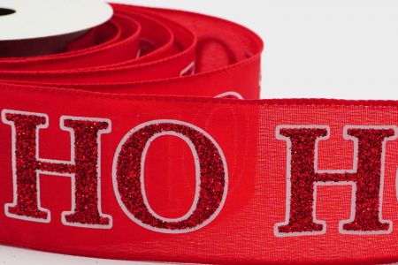 HO HO Christmas Wired Ribbon_KF6989GC-7R-7_red